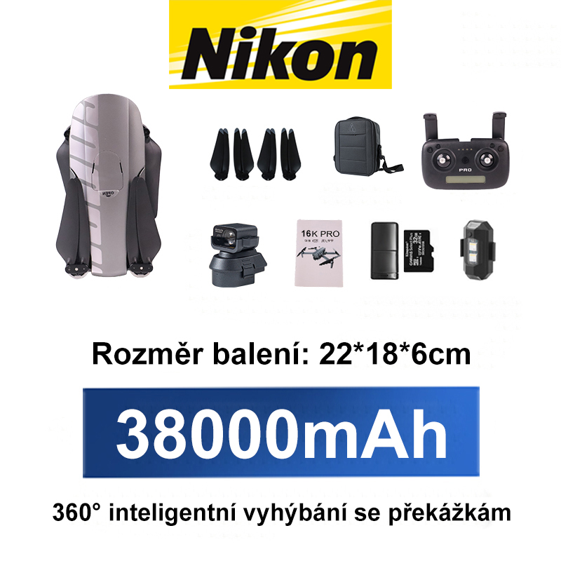 (Upgradovaná verze) poskytuje rozlišení 8K, dosah až 18 kilometrů, výdrž baterie 8 hodin, maximální výšku letu 1 000 metrů a automatické vyhýbání se překážkám se světly během dne.